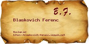 Blaskovich Ferenc névjegykártya